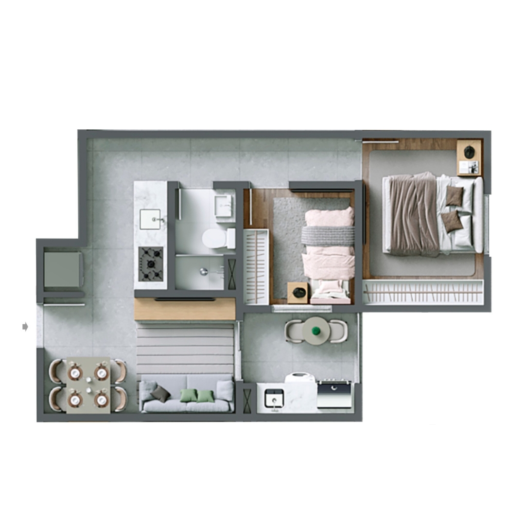 2 Dormitórios Tipo B